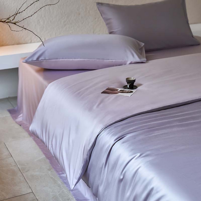 91家纺网 家纺一手货源 找家纺 咏绒家纺工厂店 2025新款60支奥地利兰精天丝纯色天丝棉四件套 紫萱（紫萱草-紫缇）