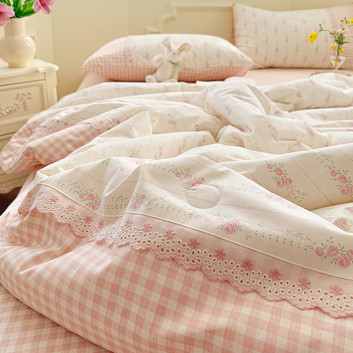 91家纺网 家纺一手货源 找家纺 安莱生活2025新款全棉纯棉小碎花刺绣花边款夏被夏凉被空调被 可夏