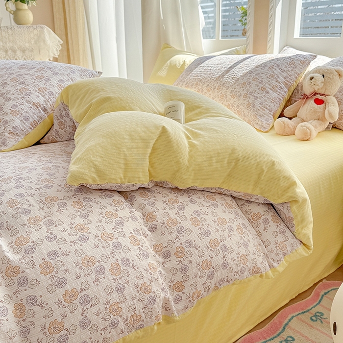 91家纺网 家纺一手货源 找家纺 壹号库 2025新款A类提花有氧彩竺绵四件套 春和