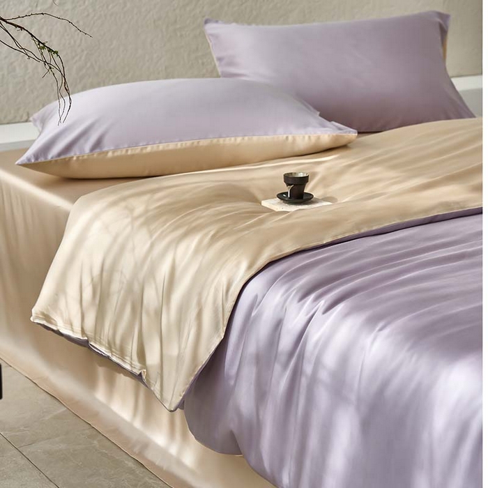 91家纺网 家纺一手货源 找家纺 咏绒家纺工厂店 2025新款60支奥地利兰精天丝纯色天丝棉四件套 紫缇（紫缇-小麦色）