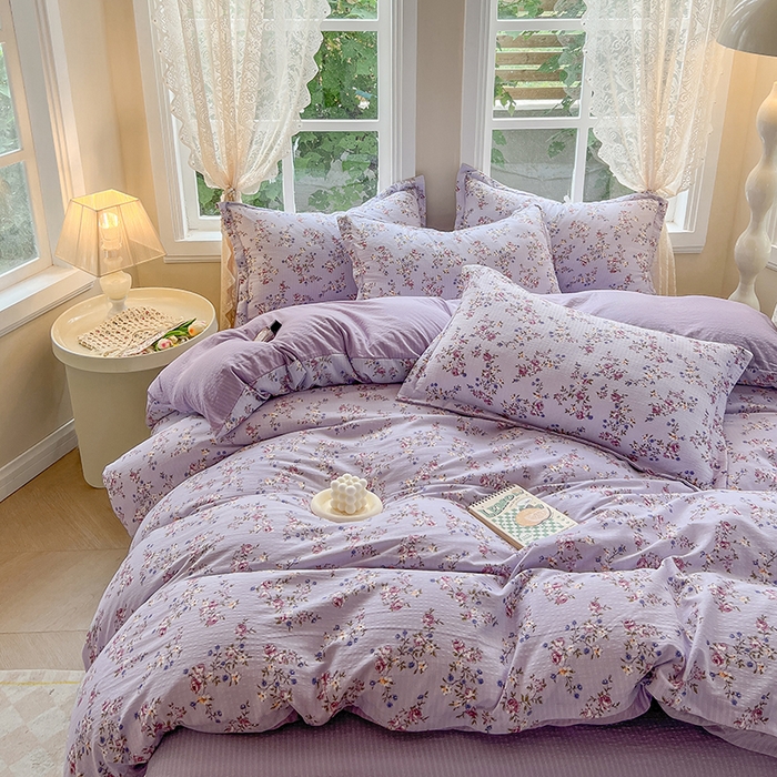 91家纺网 家纺一手货源 找家纺 壹号库 2025新款A类提花有氧彩竺绵四件套 陌上花开