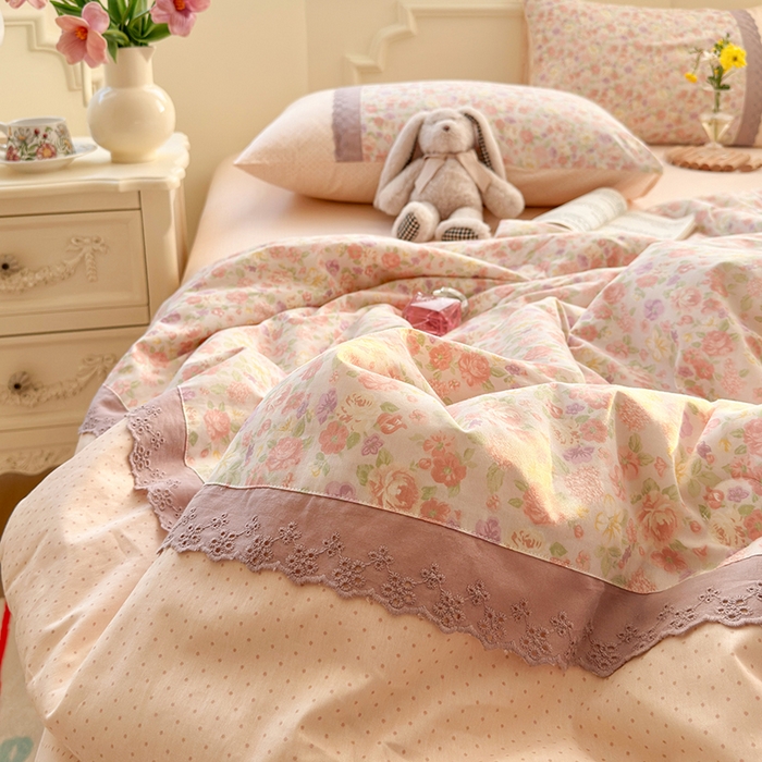 91家纺网 家纺一手货源 找家纺 安莱生活2025新款全棉纯棉小碎花刺绣花边款夏被夏凉被空调被 羽希