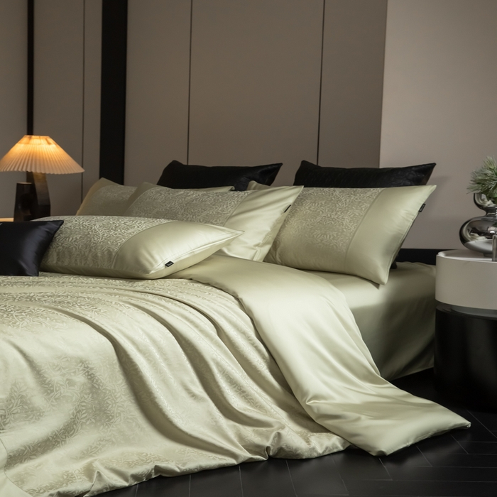 91家纺网 家纺一手货源 找家纺 安莱生活2025新款天丝棉拼接暗合工艺四件套-邂逅系列 古奈