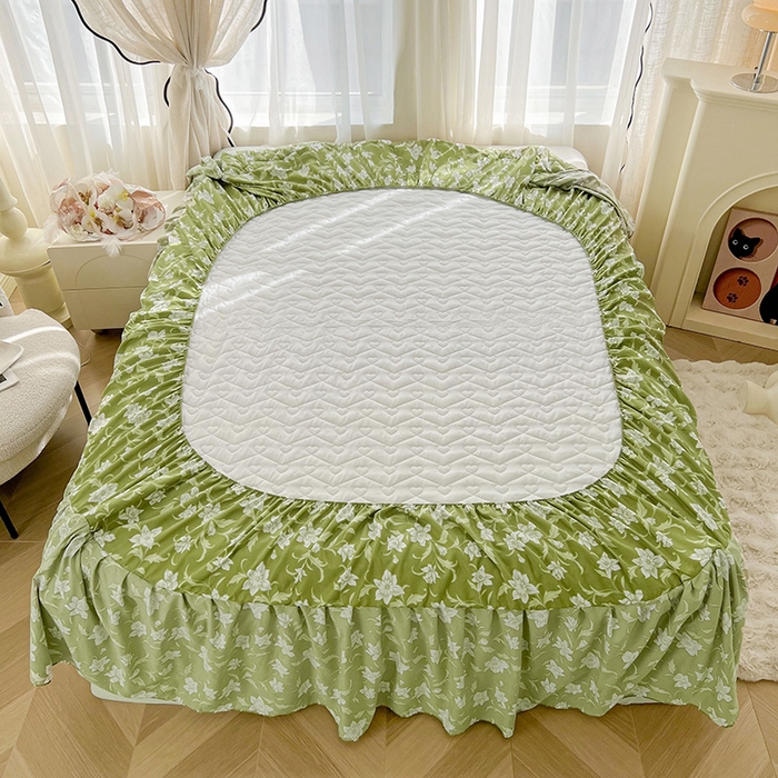 91家纺网 家纺一手货源 找家纺 宜凡家纺 2025新款糯糯棉全夹棉床笠式床裙四件套 后庭花