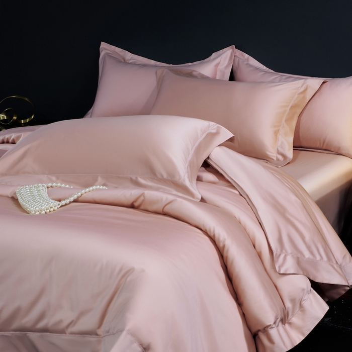 91家纺网 家纺一手货源 找家纺 淼铭家纺 2025新款双股长绒棉四件套-凯瑟系列 凯瑟-云锦粉