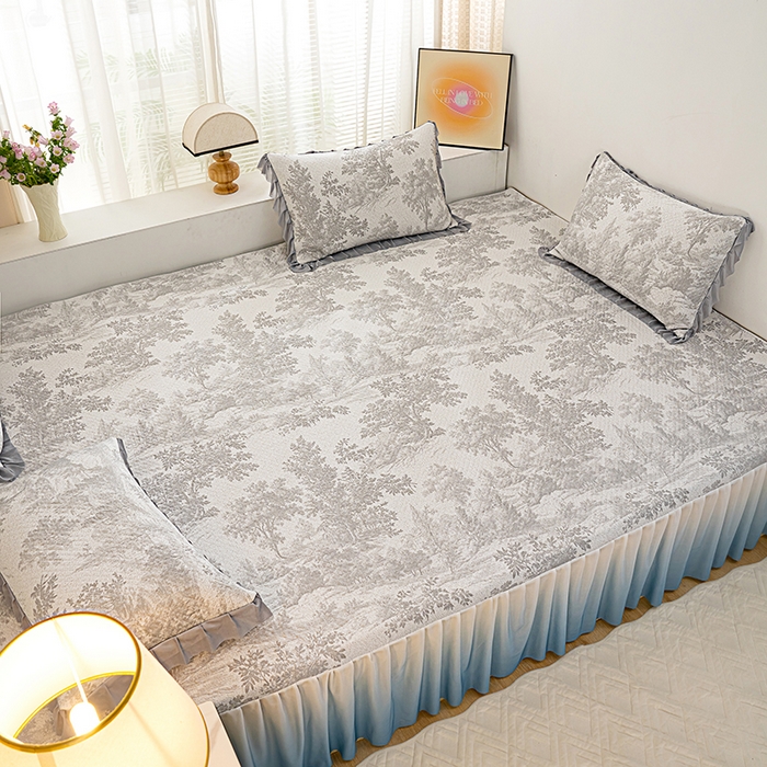 91家纺网 家纺一手货源 找家纺 冬然家纺2025新款冰豆豆榻榻米凉席 梦幻森林-灰