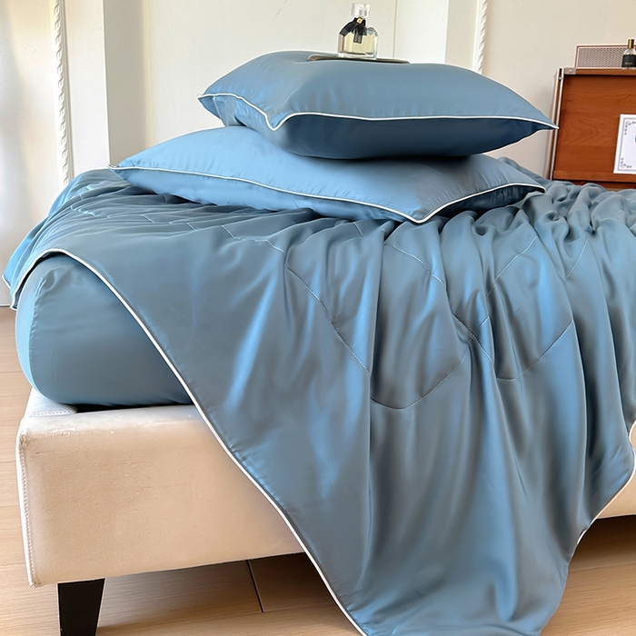 91家纺网 家纺一手货源 找家纺 百寐 2025新款60S兰精天丝夏被系列 管蓝