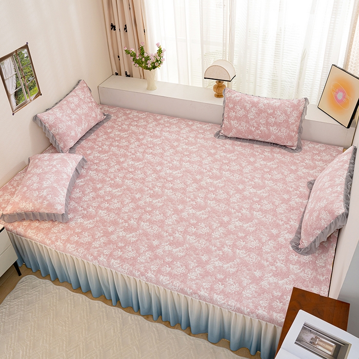 91家纺网 家纺一手货源 找家纺 冬然家纺2025新款冰豆豆榻榻米凉席 梦幻玫瑰-粉