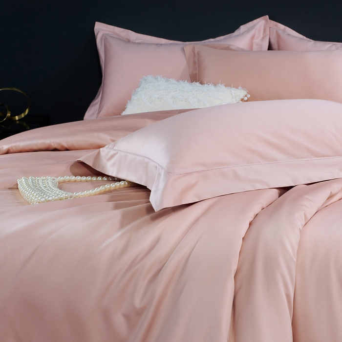 91家纺网 家纺一手货源 找家纺 淼铭家纺 2025新款双股长绒棉四件套-凯瑟系列 凯瑟-云锦粉