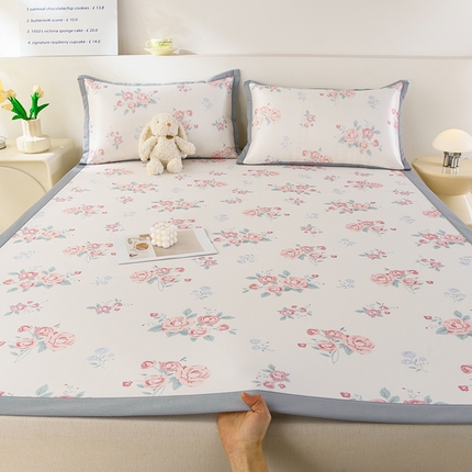 91家纺网 家纺一手货源 找家纺 （总）牵依 2025春夏新款A类碳光冰丝席凉感印花三明治凉席