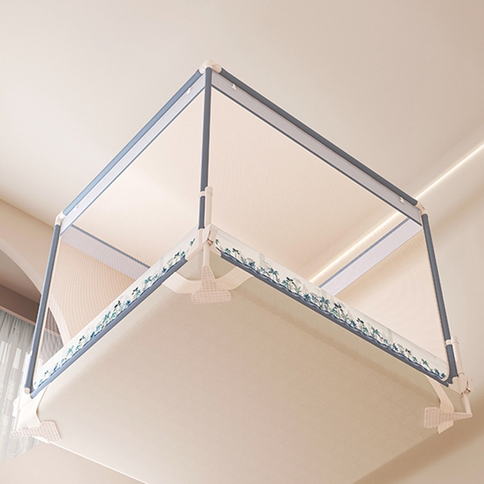 91家纺网 家纺一手货源 找家纺 迪凡保罗蚊帐 2025新款2508围栏级防摔数码印花坐床蚊帐 月光灰