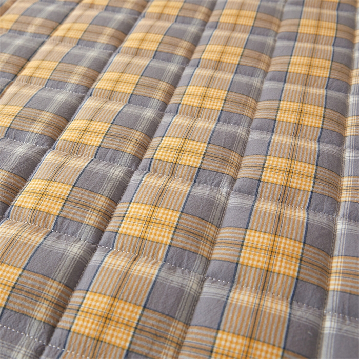 91家纺网 家纺一手货源 找家纺 伊人坊2025新款全棉色织水洗棉六面全包床笠床垫保护套无印风 单层床围-黄调格