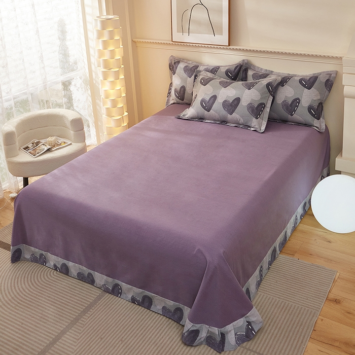 91家纺网 家纺一手货源 找家纺 雲归梦 2025新款纯棉加厚磨毛多规格磨毛四件套 悦动之心