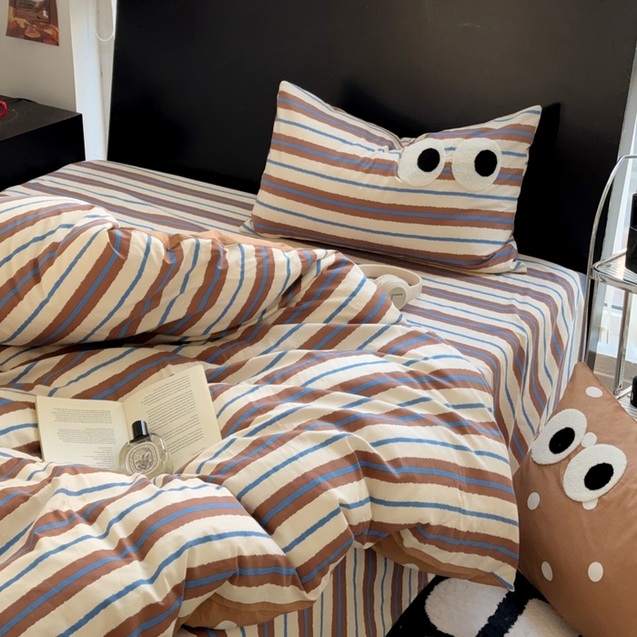 91家纺网 家纺一手货源 找家纺 吉象 2025新款大眼睛毛巾绣四件套 大眼睛-摩登米兰