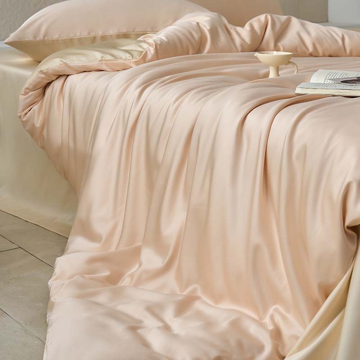 91家纺网 家纺一手货源 找家纺 咏绒家纺工厂店 2025新款60支奥地利兰精天丝纯色天丝棉四件套 可可（可可牛奶-优雅驼）