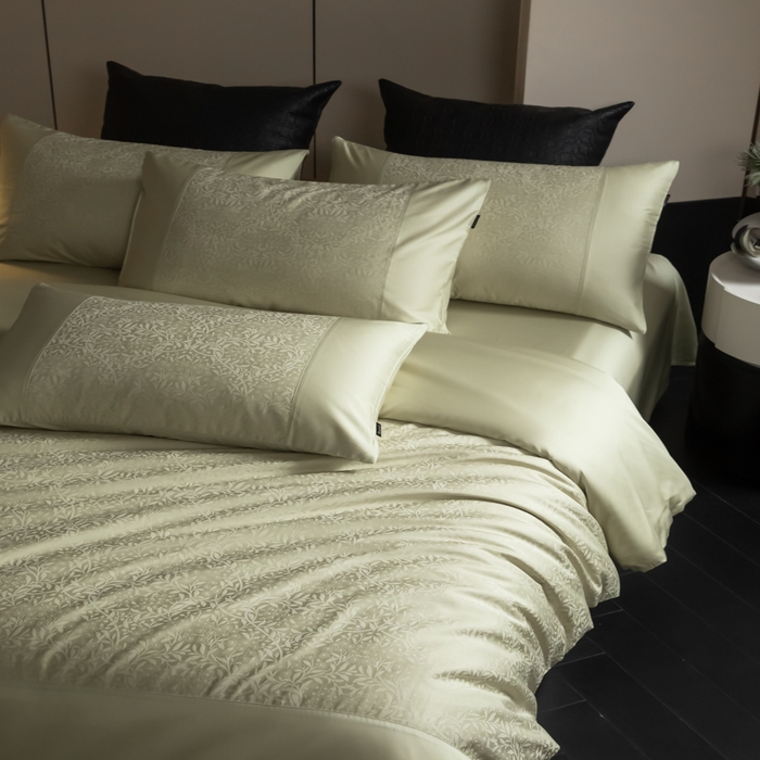 91家纺网 家纺一手货源 找家纺 安莱生活2025新款天丝棉拼接暗合工艺四件套-邂逅系列 古奈