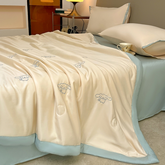 91家纺网 家纺一手货源 找家纺 （总）妖妖家纺 2025春夏新款水洗冰丝绣花夏被夏凉被空调被四件套