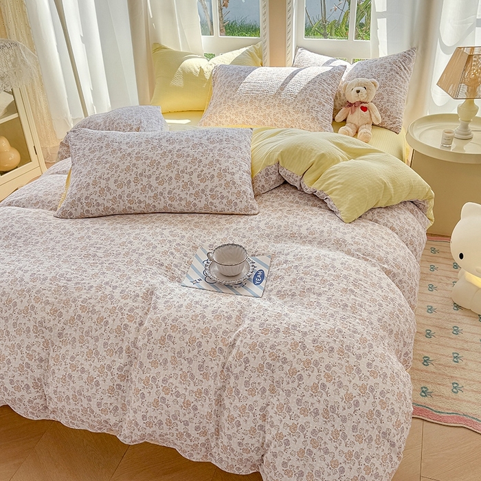 91家纺网 家纺一手货源 找家纺 壹号库 2025新款A类提花有氧彩竺绵四件套 春和