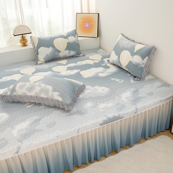 91家纺网 家纺一手货源 找家纺 冬然家纺2025新款冰豆豆榻榻米凉席 梦幻气球-灰