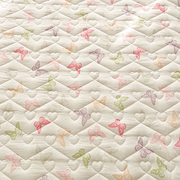 91家纺网 家纺一手货源 找家纺 宜凡家纺 2025新款糯糯棉全夹棉床笠式床裙三件套 蝶舞纷飞