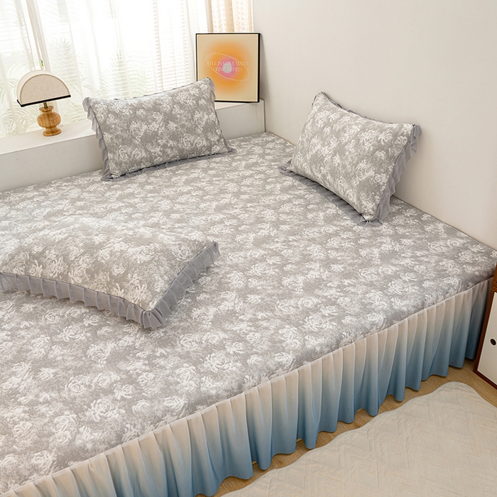 91家纺网 家纺一手货源 找家纺 冬然家纺2025新款冰豆豆榻榻米凉席 梦幻玫瑰-灰