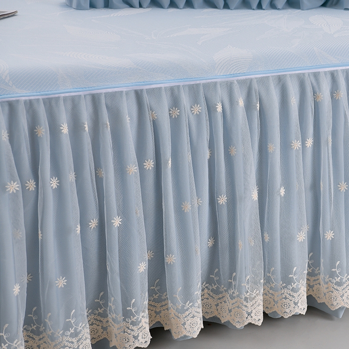 91家纺网 家纺一手货源 找家纺 家之硕家纺 2025春夏新款凉感提花凉席三件套-夏日清凉系列 夏日清凉---蓝