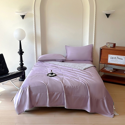91家纺网 家纺一手货源 找家纺 百寐 2025新款60S兰精天丝夏被系列 芝兰紫+碳灰