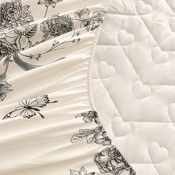 91家纺网 家纺一手货源 找家纺 宜凡家纺 2025新款糯糯棉全夹棉床笠式床裙三件套 春风舞动