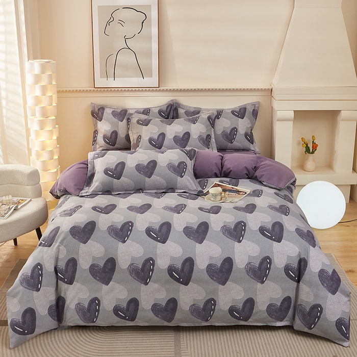 91家纺网 家纺一手货源 找家纺 雲归梦 2025新款纯棉加厚磨毛多规格磨毛四件套 悦动之心