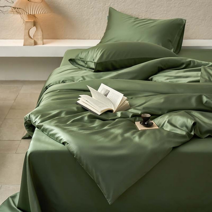 91家纺网 家纺一手货源 找家纺 咏绒家纺工厂店 2025新款60支奥地利兰精天丝纯色天丝棉四件套 松石绿（翠绿）