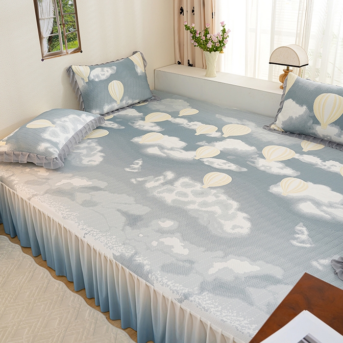 91家纺网 家纺一手货源 找家纺 冬然家纺2025新款冰豆豆榻榻米凉席 梦幻气球-灰