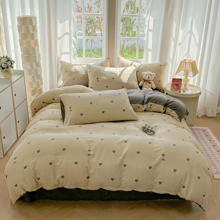 91家纺网 家纺一手货源 找家纺 壹号库 2025新款A类提花有氧彩竺绵四件套 莫里