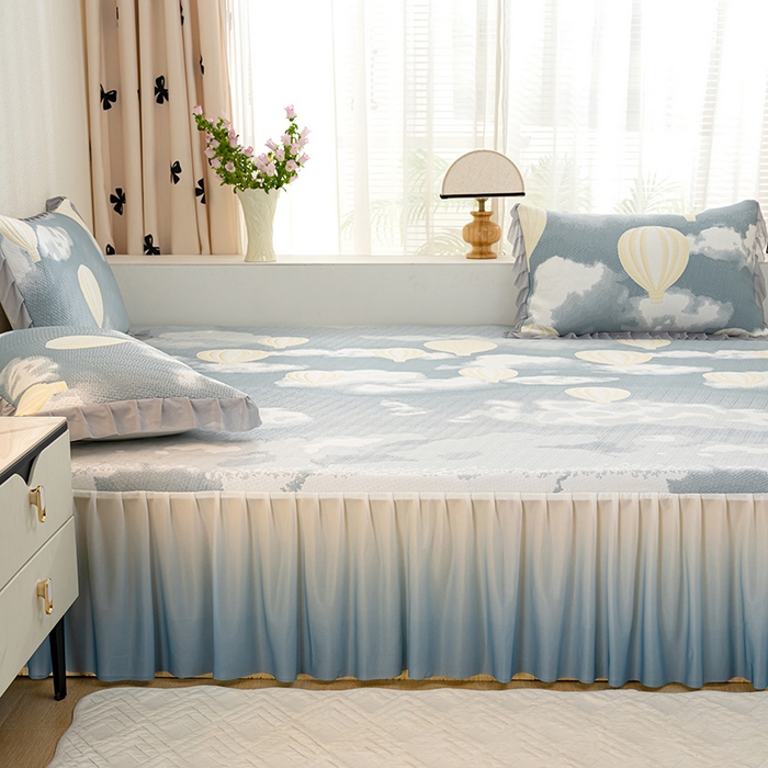 91家纺网 家纺一手货源 找家纺 冬然家纺2025新款冰豆豆榻榻米凉席 梦幻气球-灰