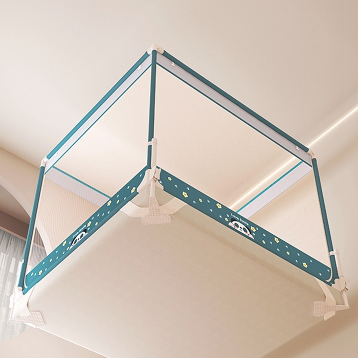 91家纺网 家纺一手货源 找家纺 迪凡保罗蚊帐 2025新款2508围栏级防摔数码印花坐床蚊帐 海岛蓝