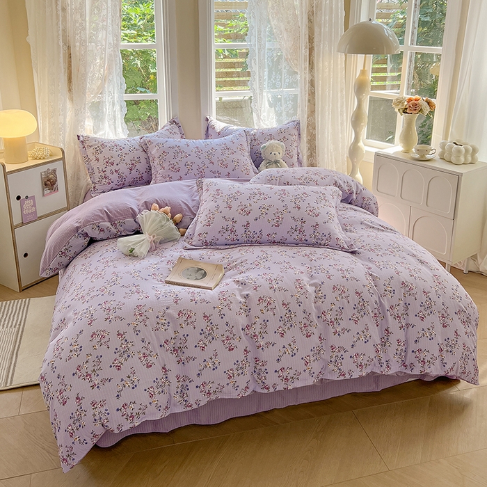 91家纺网 家纺一手货源 找家纺 壹号库 2025新款A类提花有氧彩竺绵四件套 陌上花开