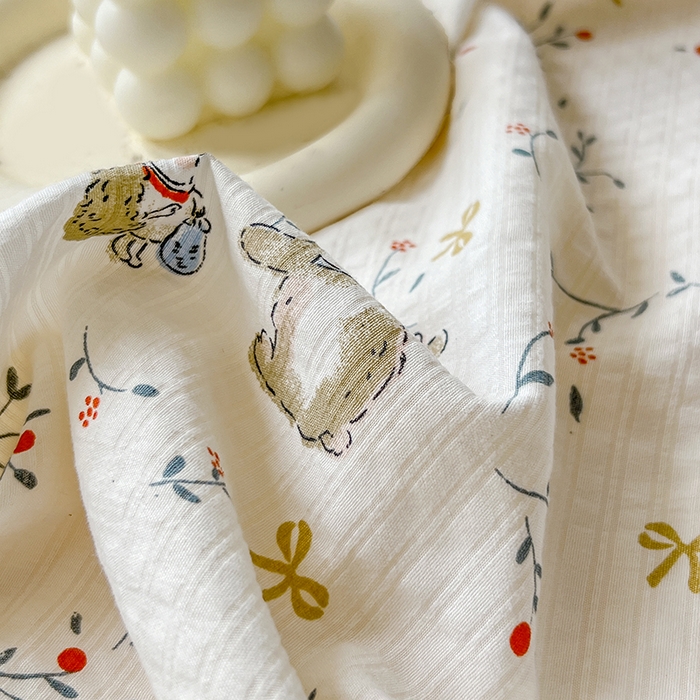 91家纺网 家纺一手货源 找家纺 壹号库 2025新款A类提花有氧彩竺绵四件套 田园小兔