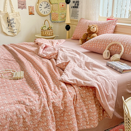 91家纺网 家纺一手货源 找家纺 （总）一比一家纺 2025新款云感皱皱纱简单款夏被夏凉被空调被四件套