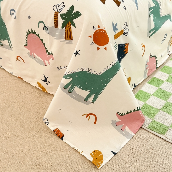 91家纺网 家纺一手货源 找家纺 吉象家纺13070全棉四件套纯棉四件套直播小清新男孩女恐龙乐园