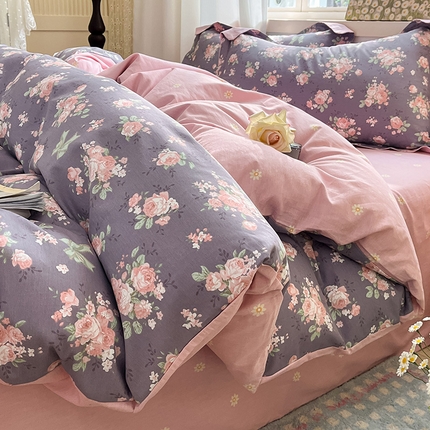 绘萱家居 2025新款100%全棉纯棉印花四件套【花型持续更新】 幸福花儿