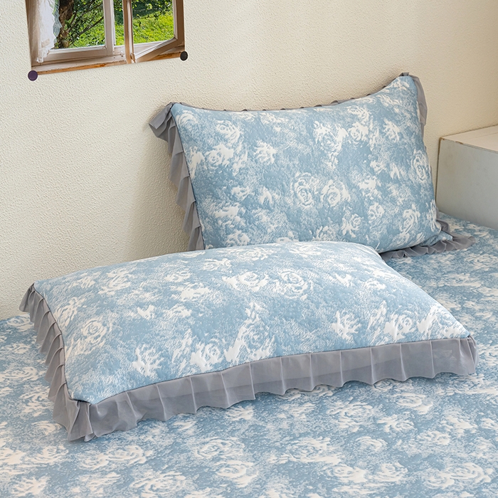 91家纺网 家纺一手货源 找家纺 冬然家纺2025新款冰豆豆榻榻米凉席 梦幻玫瑰-蓝