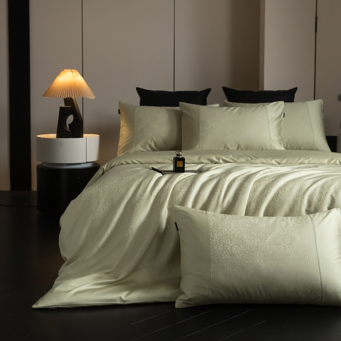 91家纺网 家纺一手货源 找家纺 安莱生活2025新款天丝棉拼接暗合工艺四件套-邂逅系列 古奈