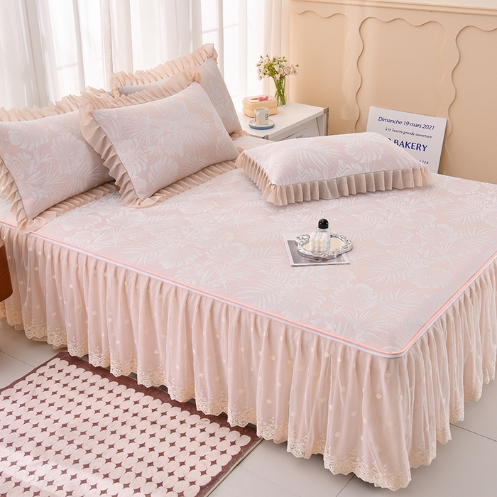 91家纺网 家纺一手货源 找家纺 家之硕家纺 2025春夏新款凉感提花凉席三件套-夏日清凉系列 夏日清凉---豆沙