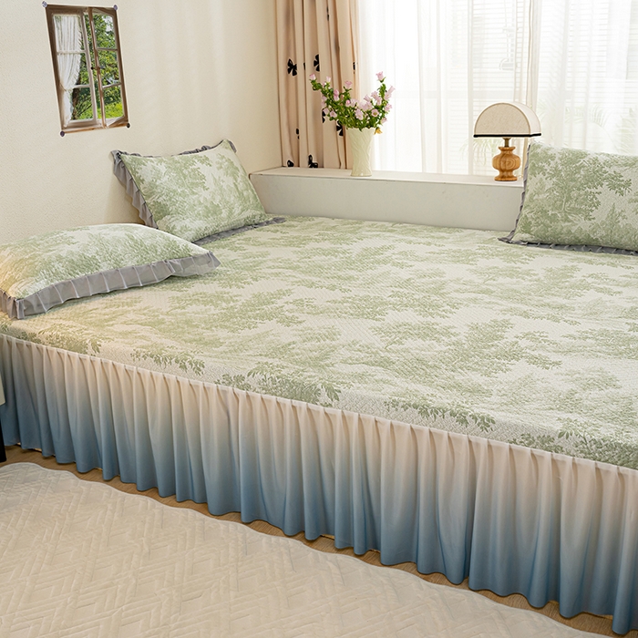 91家纺网 家纺一手货源 找家纺 冬然家纺2025新款冰豆豆榻榻米凉席 梦幻森林-绿