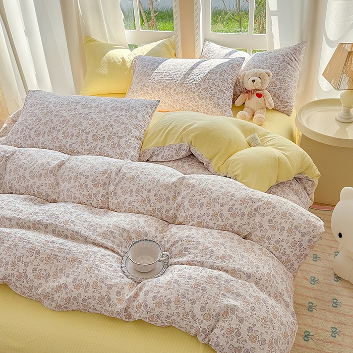 91家纺网 家纺一手货源 找家纺 壹号库 2025新款A类提花有氧彩竺绵四件套 春和