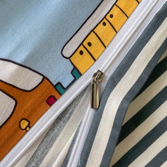 91家纺网 家纺一手货源 找家纺 吉象家纺13070全棉四件套纯棉四件套直播小清新男孩女宝宝巴士