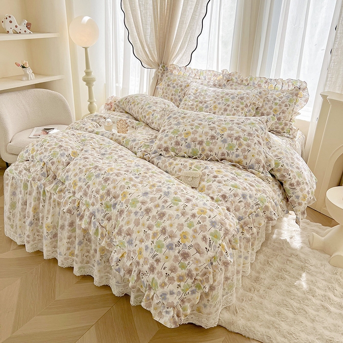 91家纺网 家纺一手货源 找家纺 宜凡家纺 2025新款糯糯棉全夹棉床笠式床裙四件套 莱茵