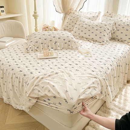 宜凡家纺 2025新款糯糯棉全夹棉床笠式床裙三件套 鸢尾