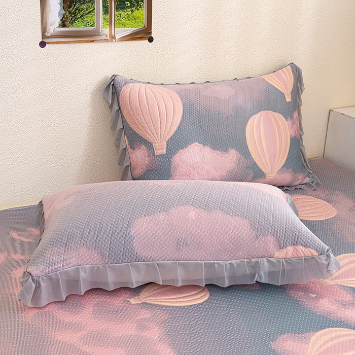 91家纺网 家纺一手货源 找家纺 冬然家纺2025新款冰豆豆榻榻米凉席 梦幻气球-粉