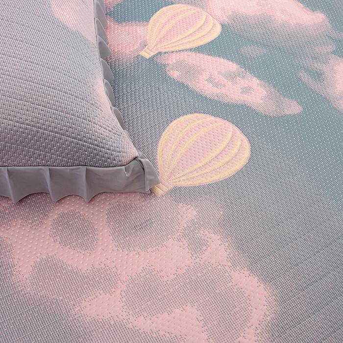 91家纺网 家纺一手货源 找家纺 冬然家纺2025新款冰豆豆榻榻米凉席 梦幻气球-粉