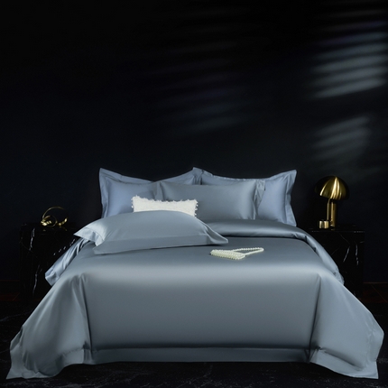 淼铭家纺 2025新款双股长绒棉四件套-凯瑟系列 凯瑟-海洋蓝